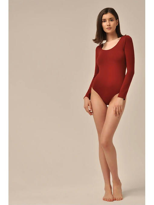 MY Боди женское BODY MANICA LUNGA (1/47) (темно-вишневый) — изображение 2