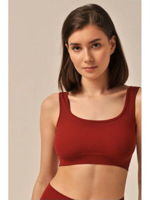 MY Топ женский TOP SPALLA LARGA RIB (1/100) (темно-вишневый)