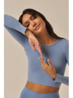 MY Топ женский CROP TOP MANICA LUNGA (1/72) berry (голубика) (голубой)