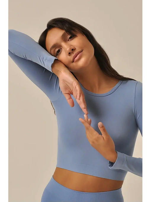 MY Топ женский CROP TOP MANICA LUNGA (1/72) berry (голубика) (голубой)