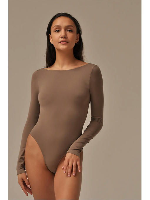 MY Боди женское BODY SCOLLATURA SUL RETRO (1/47) (темно-бежевый)