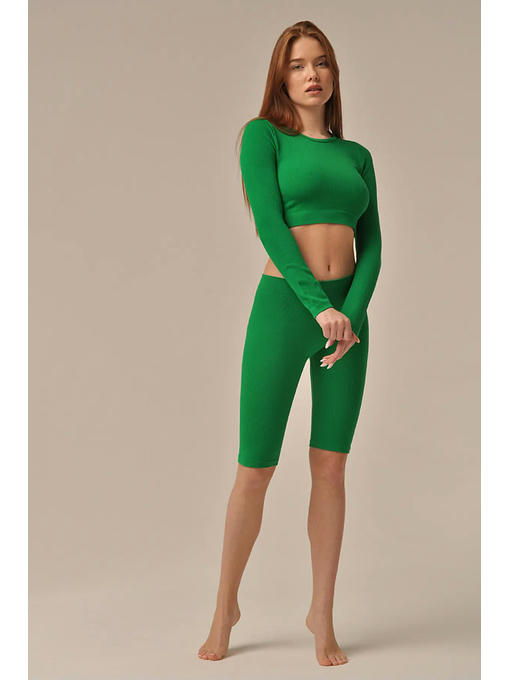 MY Топ женский TOP MANICA LUNGA RIB (1/45) tea (зеленый чай) — изображение 2