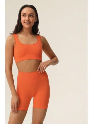 MY Топ женский TOP SPALLA LARGA RIB (1/100) (оранжевый)