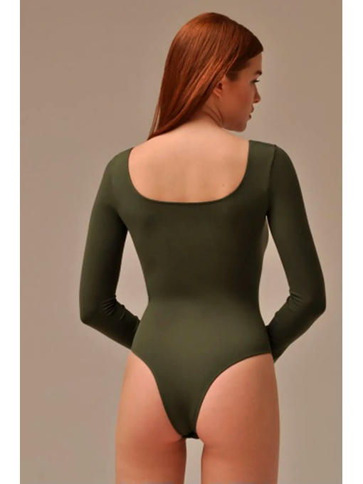 MY Боди женское BODY SCOLLATURA QUADRATA (1/68) (оливковый) — изображение 4