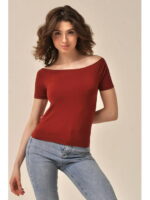 MY Футболка женская T-SHIRT OFF-SHOULDER (1/50) (темно-вишневый)