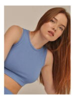 MY Топ женский TOP SENZA MANICHE RIB (1/100) berry (голубой)
