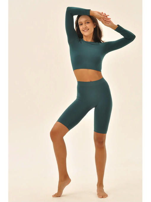 MY Топ женский CROP TOP MANICA LUNGA (1/72) (изумруд) — изображение 2