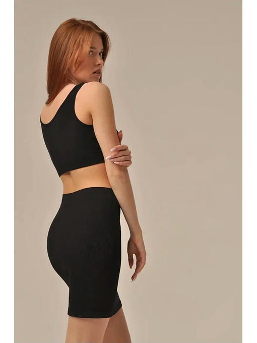 MY Топ женский TOP SPALLA LARGA RIB (1/100) (черный) — изображение 4