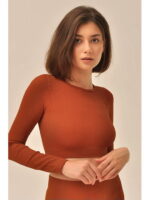 MY Топ женский TOP MANICA LUNGA RIB (1/45) (корица)
