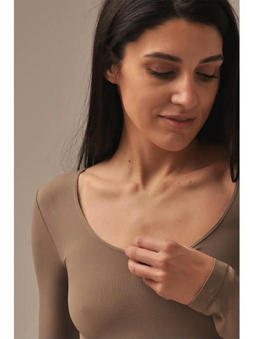 MY Боди женское BODY MANICA LUNGA (1/47) (темно-бежевый) — изображение 2
