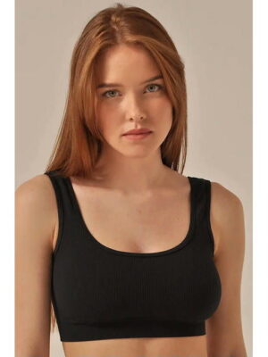 MY Топ женский TOP SPALLA LARGA RIB (1/100) (черный)