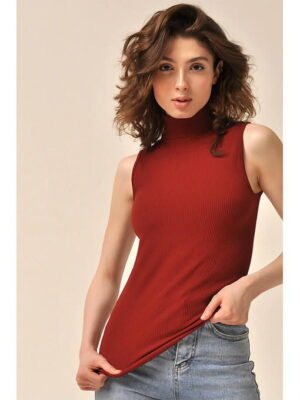 MY Топ женский TOP SLEEVELESS LONG RIB (1/70) (темно-вишневый)