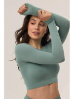 MY Топ женский CROP TOP MANICA LUNGA (1/72) (бирюзовый)