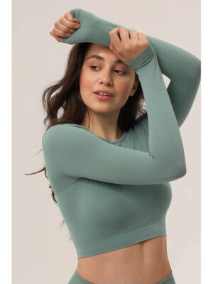 MY Топ женский CROP TOP MANICA LUNGA (1/72) (бирюзовый)