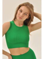 MY Топ женский TOP SENZA MANICHE RIB (1/100) tea (зеленый чай)