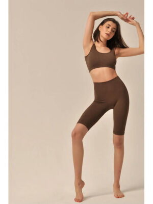 MY Топ женский TOP SPALLA LARGA RIB (1/100) (темно-коричневый)