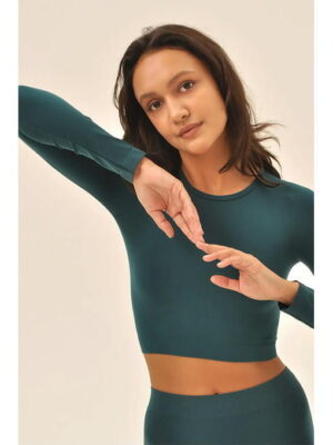 MY Топ женский CROP TOP MANICA LUNGA (1/72) (изумруд)