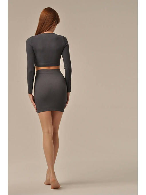 MY Топ женский TOP MANICA LUNGA RIB (1/45) (графит) — изображение 3