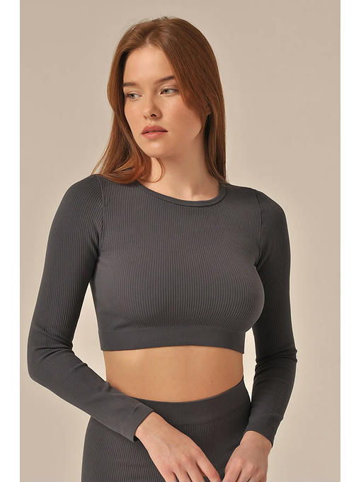 MY Топ женский TOP MANICA LUNGA RIB (1/45) (графит)