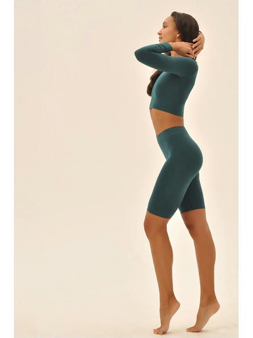 MY Топ женский CROP TOP MANICA LUNGA (1/72) (изумруд) — изображение 4