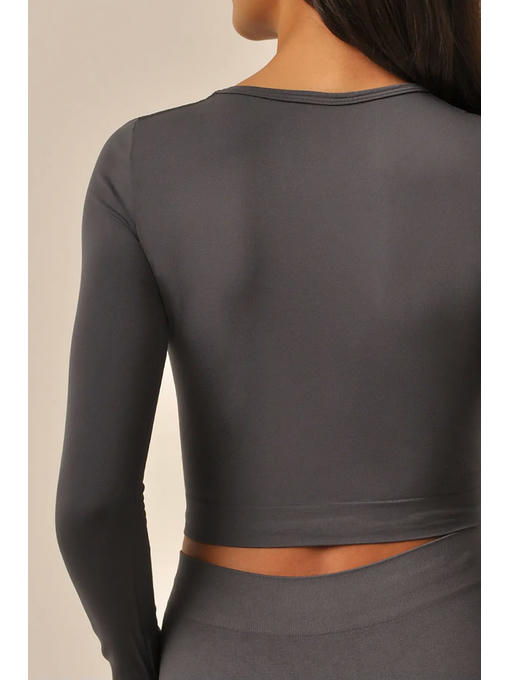 MY Топ женский CROP TOP MANICA LUNGA (1/72) (графит) — изображение 2