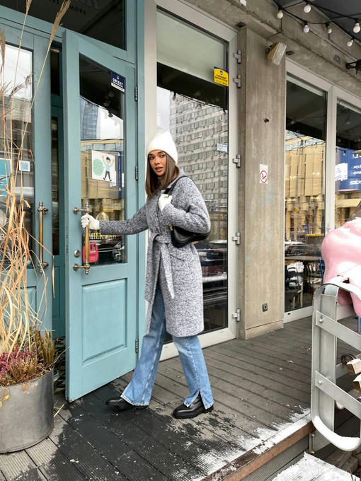 Мемфис классик шерсть букле крупное утепленное пальто — изображение 2