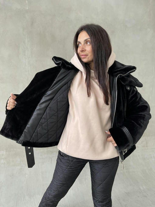 Куртка экокожа кролик мех зима — изображение 4