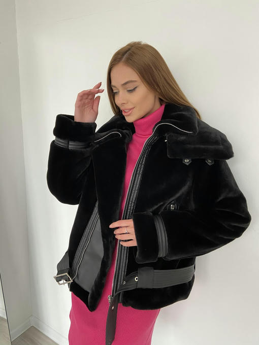 Куртка экокожа кролик мех зима — изображение 11