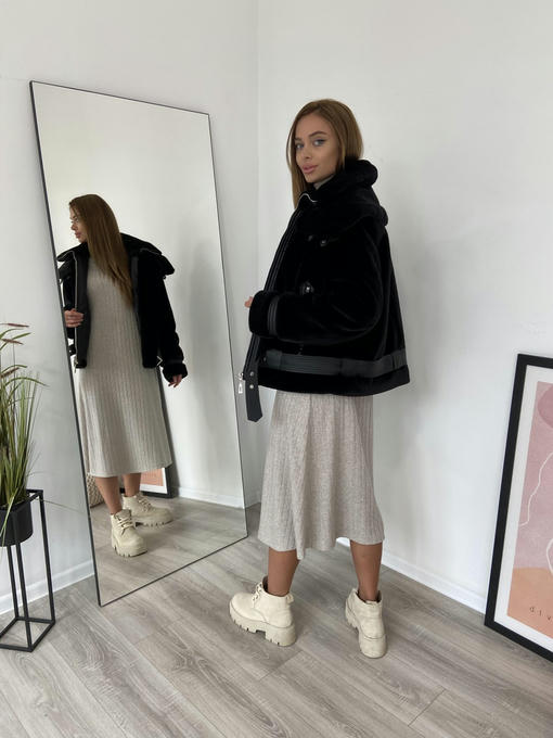 Куртка экокожа кролик мех зима — изображение 3