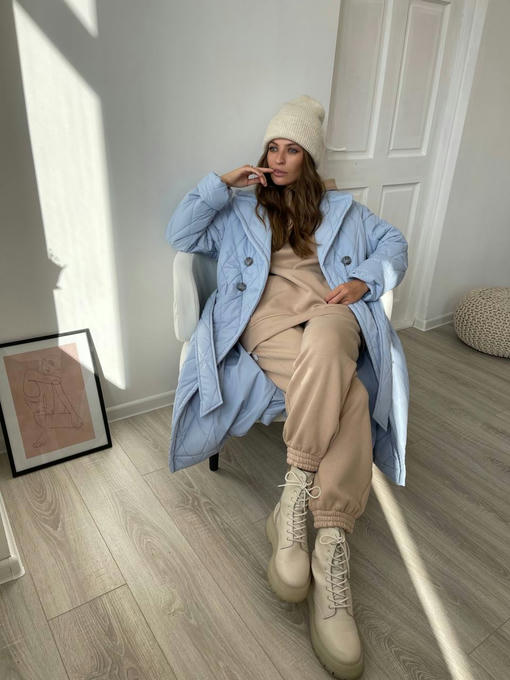 Пальто из стеганой плащевки в ромб — изображение 5