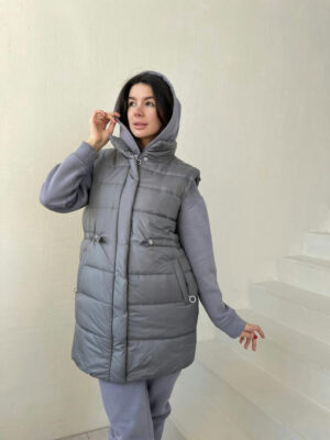 Бомонд плащевка сире жилет