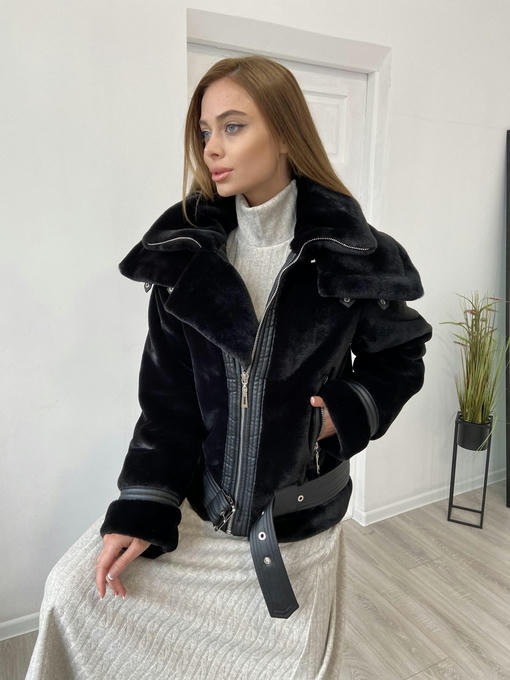 Куртка экокожа кролик мех зима — изображение 9