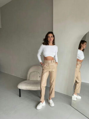 Брюки экокожа на замше