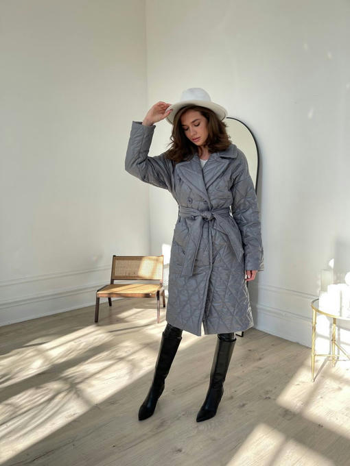 Куртка хаски плащевка сире стеганная ромб