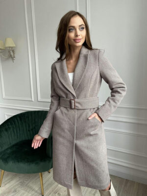 Зимнее пальто из кашемира диагональ