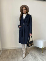 Зимнее пальто из кашемир меланжа на трикотаже