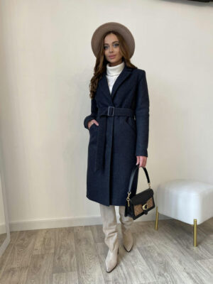 Зимнее пальто из кашемир меланжа на трикотаже