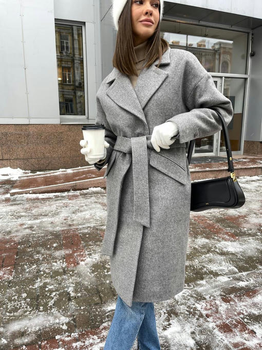 Мемфис классик кашемир меланж на трикотаже утепленное пальто — изображение 4