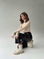 Брюки экокожа на замше