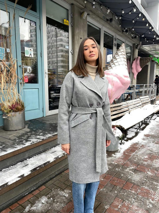 Мемфис классик кашемир меланж на трикотаже утепленное пальто — изображение 6