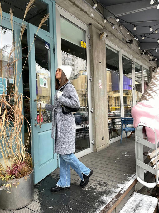 Мемфис классик шерсть букле крупное утепленное пальто — изображение 7