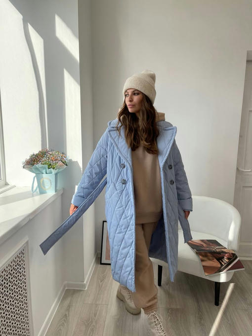 Пальто из стеганой плащевки в ромб — изображение 3