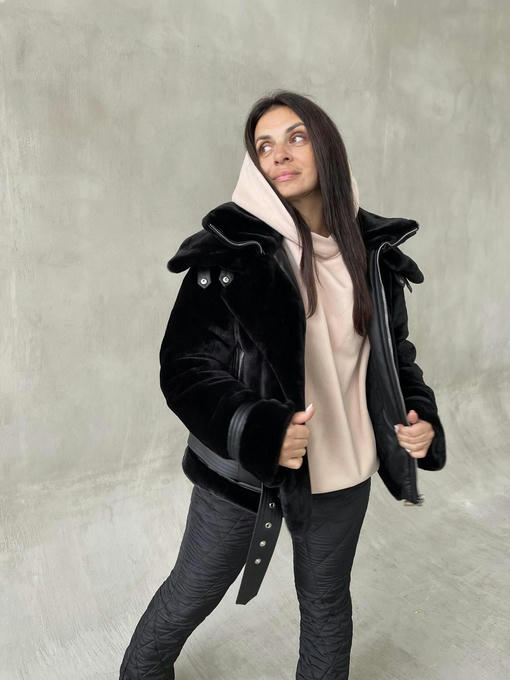 Куртка экокожа кролик мех зима — изображение 13