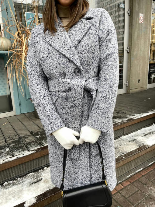 Мемфис классик шерсть букле крупное утепленное пальто — изображение 4