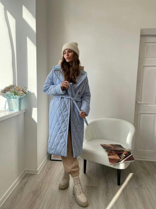 Пальто из стеганой плащевки в ромб — изображение 4