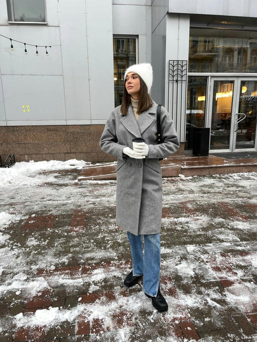 Мемфис классик кашемир меланж на трикотаже утепленное пальто — изображение 3