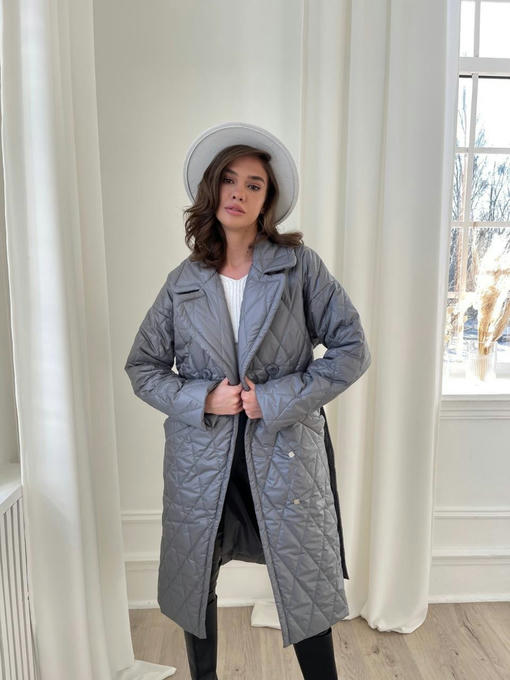 Куртка хаски плащевка сире стеганная ромб — изображение 4