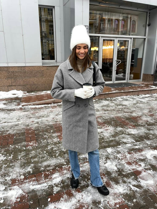 Мемфис классик кашемир меланж на трикотаже утепленное пальто — изображение 2