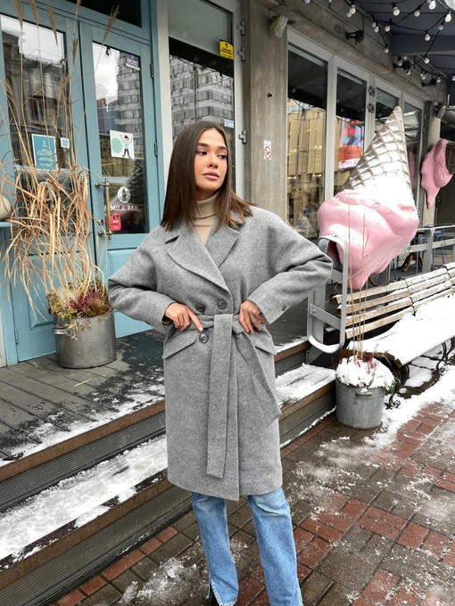 Мемфис классик кашемир меланж на трикотаже утепленное пальто — изображение 8