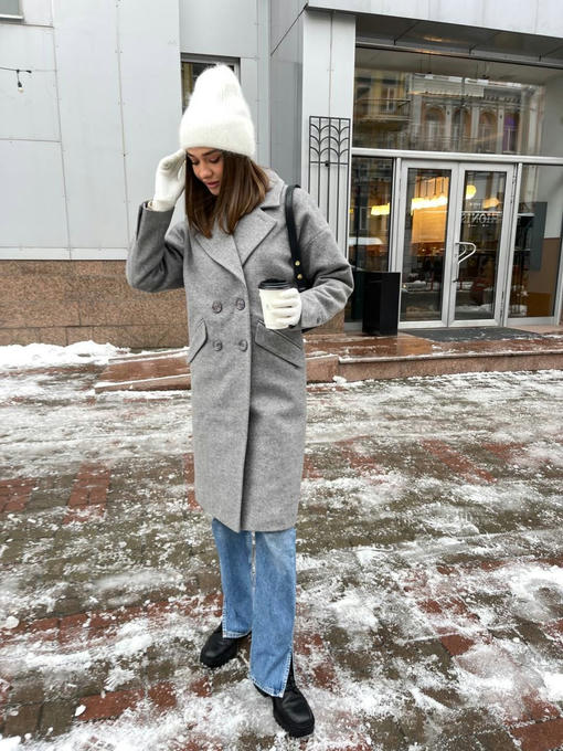 Мемфис классик кашемир меланж на трикотаже утепленное пальто — изображение 5